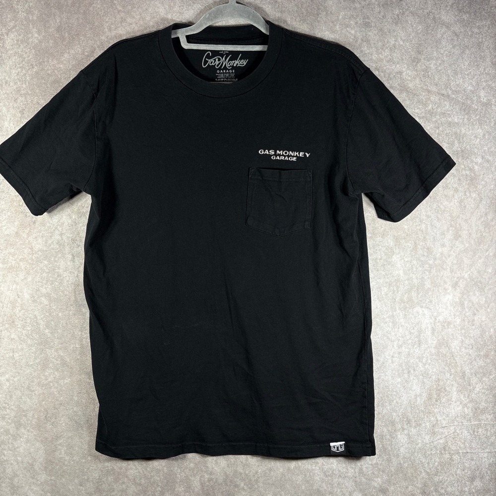 Gas Monkey Garage‎ T-Shirt Mens Medium Black Dallas Custom Graphic Pocket Tee